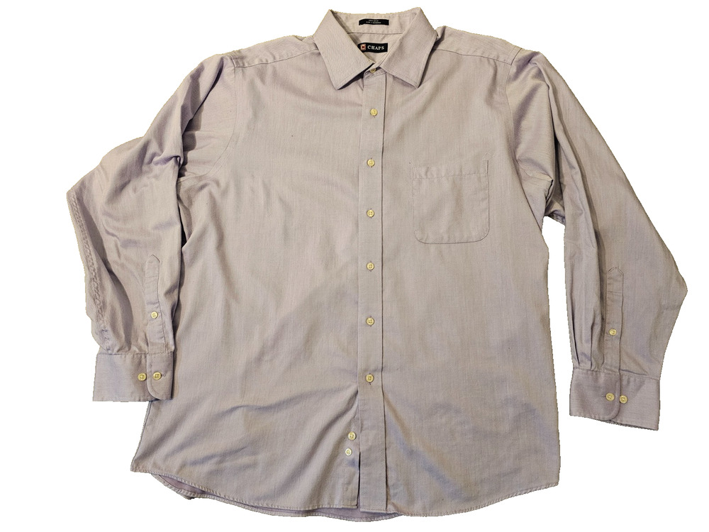 Chaps Easy Care Mens Light Purple Long Sleeve Button Up Shirt 17-17 1/2 34-35